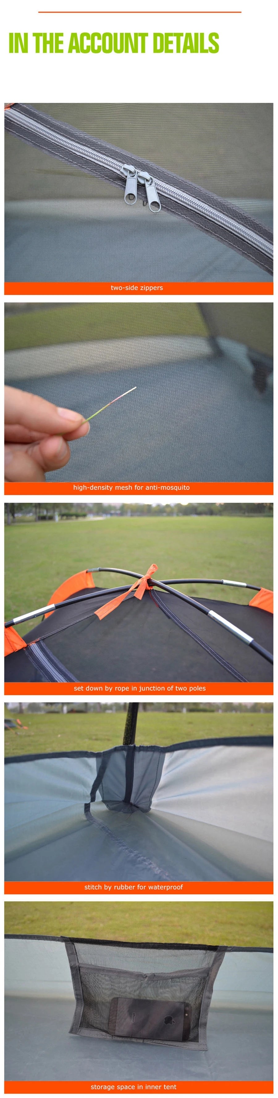Two Persons Portable, Foldable Tent with Double Layer Four Seasons Waterproof Breathable Lightweight Material