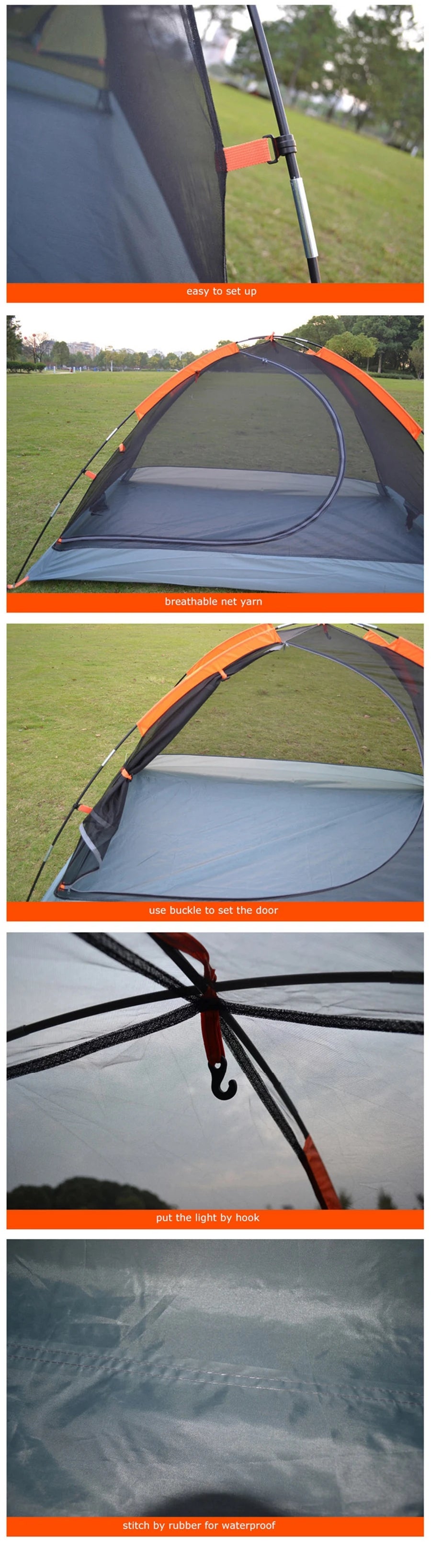 Two Persons Portable, Foldable Tent with Double Layer Four Seasons Waterproof Breathable Lightweight Material