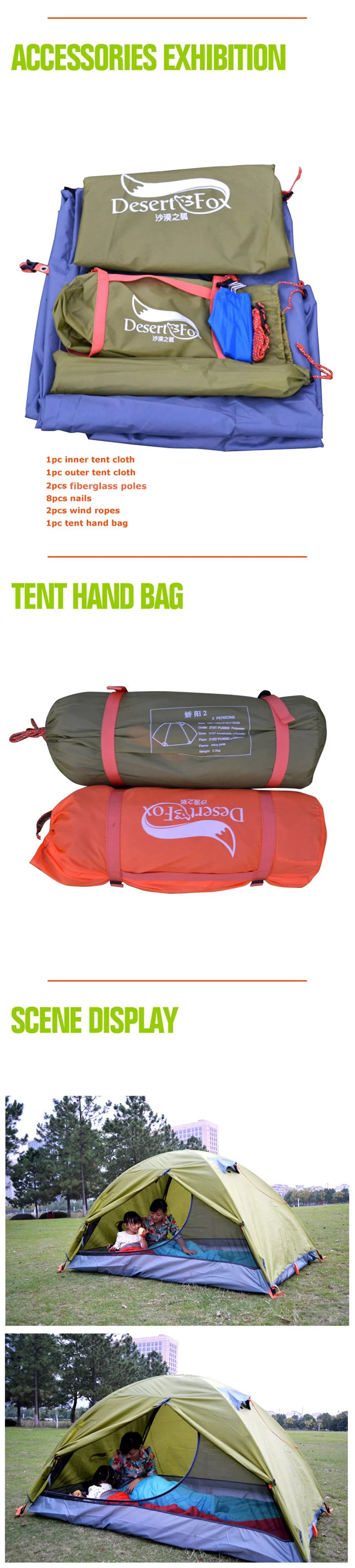 Two Persons Portable, Foldable Tent with Double Layer Four Seasons Waterproof Breathable Lightweight Material