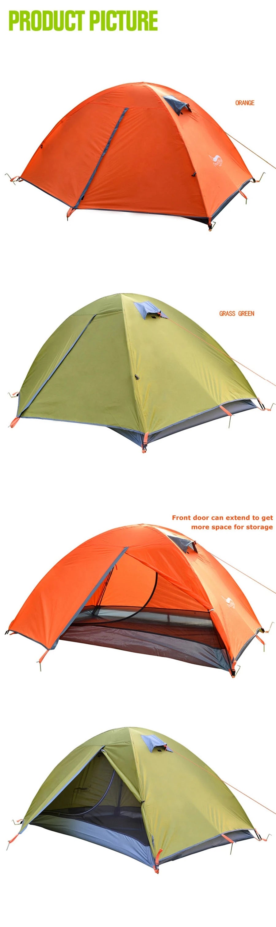 Two Persons Portable, Foldable Tent with Double Layer Four Seasons Waterproof Breathable Lightweight Material