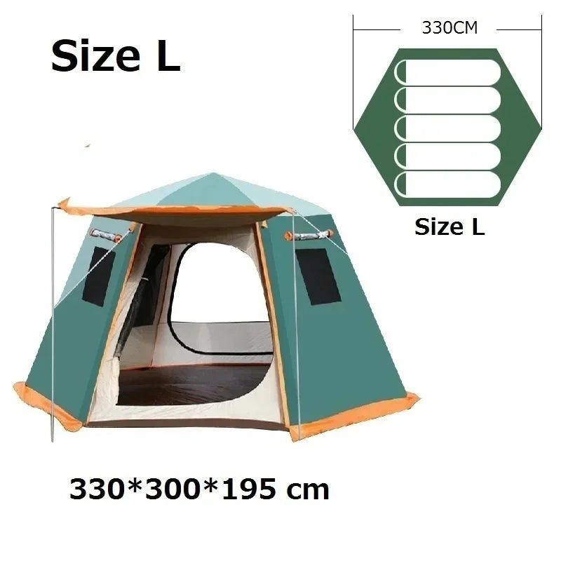 Outdoor Camping Tent, Waterproof, Anti-UV, Fits 8+, Easy Instant Setup, Portable