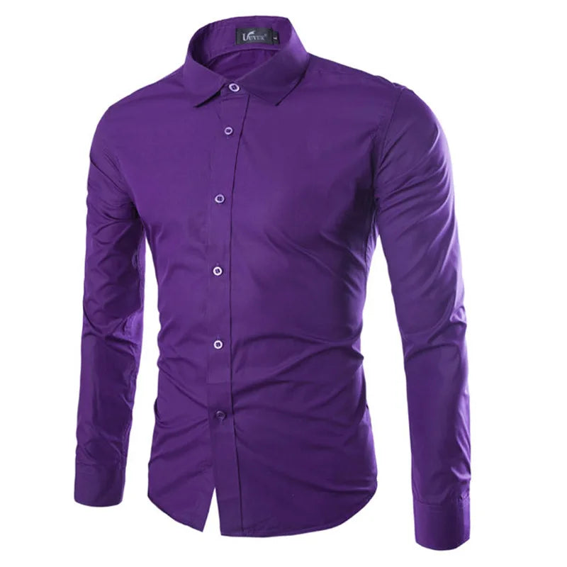 Men's Candy Color Long Sleeve Shirt