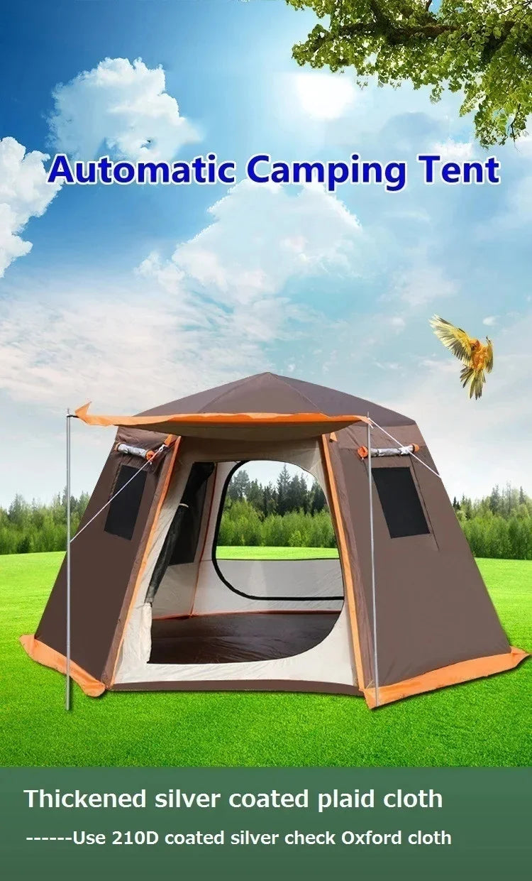 Outdoor Camping Tent, Waterproof, Anti-UV, Fits 8+, Easy Instant Setup, Portable