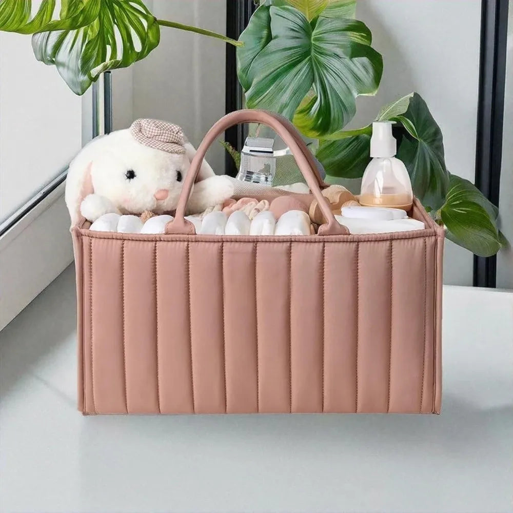 Large Capacity Baby Diaper Organizer Multi-Pocket Multifunctional Foldable Mommy Bag Floral Beige Portable