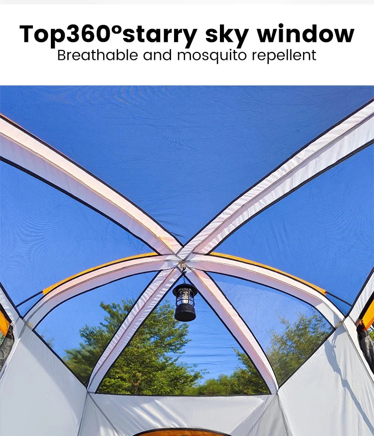 Four Season Camping Tent Fits 8+ Person, Waterproof, Windproof, Double Layer Breathable Material, Can Confirm into 2 Rooms