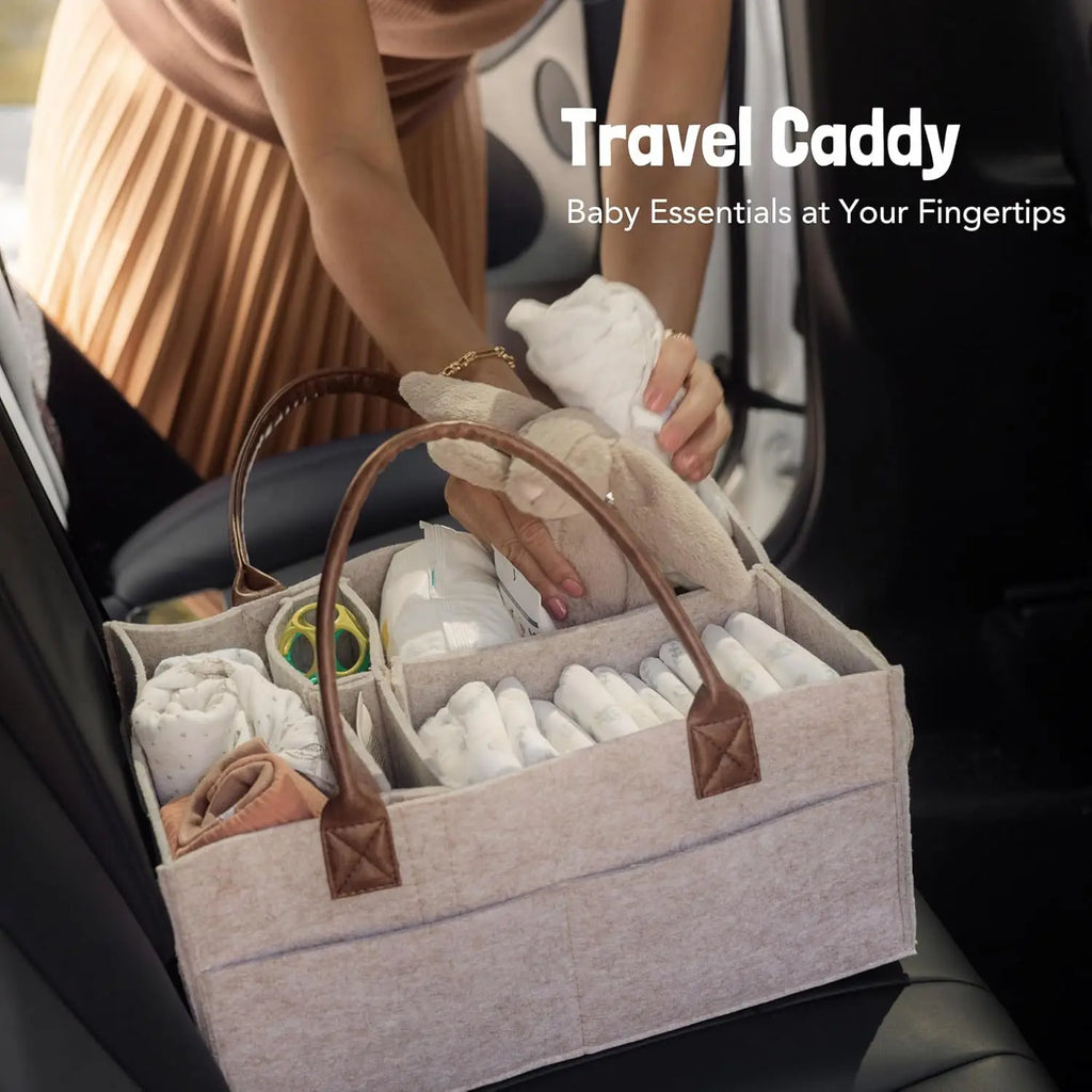 Infant Diaper Organizer and Storage Bag with Handle and Large Pockets