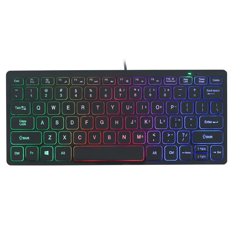 M70 Slim Keyboard Wired, APAYADO Mini Dazzling Color Keyboard, Character Translucent Keycaps, Bass Click, RGB