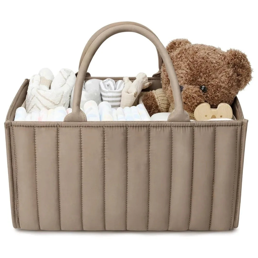 Large Capacity Baby Diaper Organizer Multi-Pocket Multifunctional Foldable Mommy Bag Floral Beige Portable