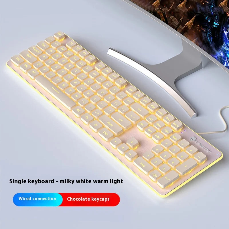 LANGTU L1 Wired Film Light Emitting Suspended 104-Key Silent USB Gaming Office Keyboard