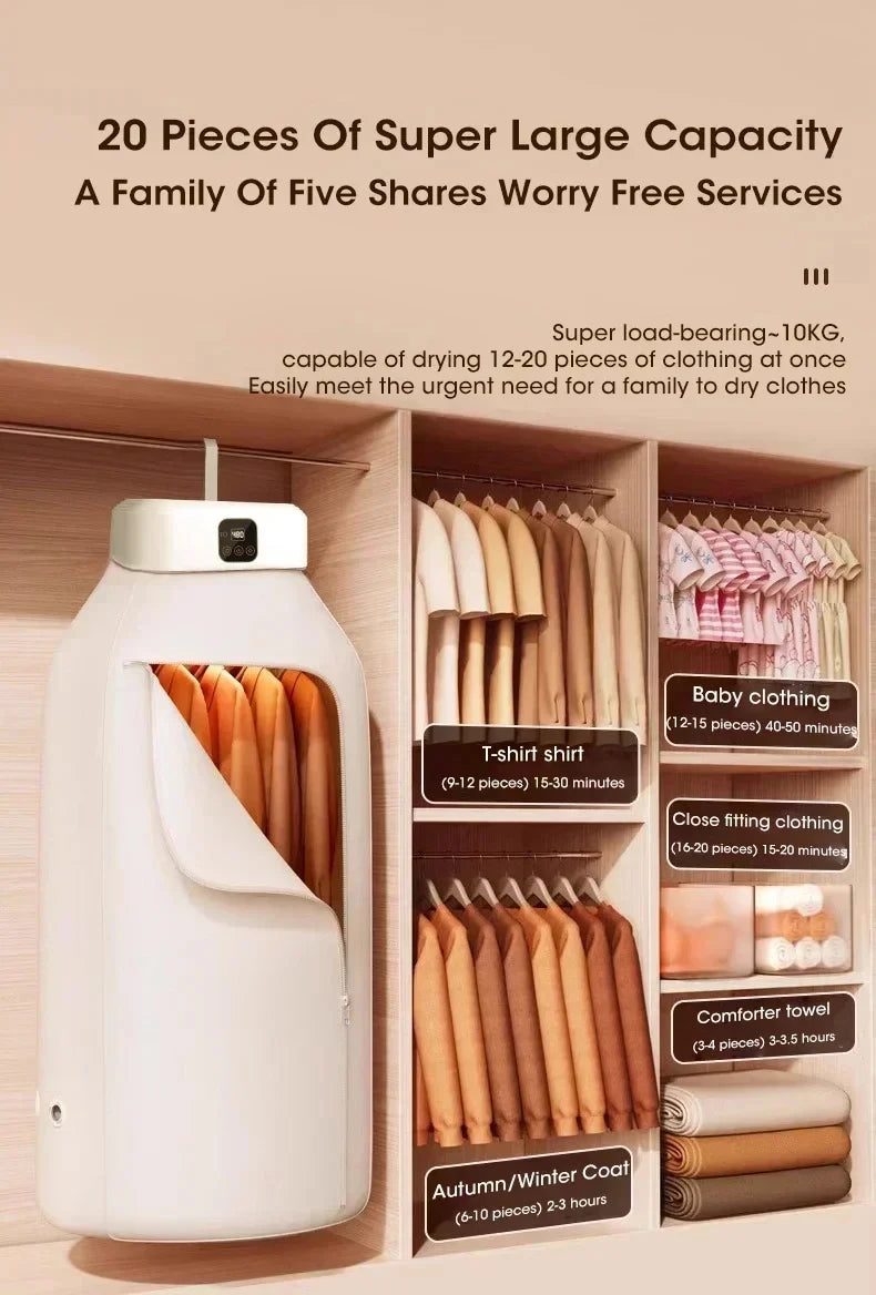 Compact Foldable Portable Mini Laundry Electric Dryer: Smart Timer Fast And Essential for Homes And Travel