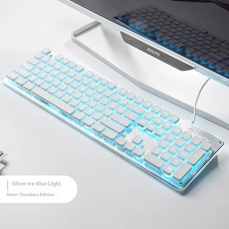 LANGTU L1 Wired Film Light Emitting Suspended 104-Key Silent USB Gaming Office Keyboard