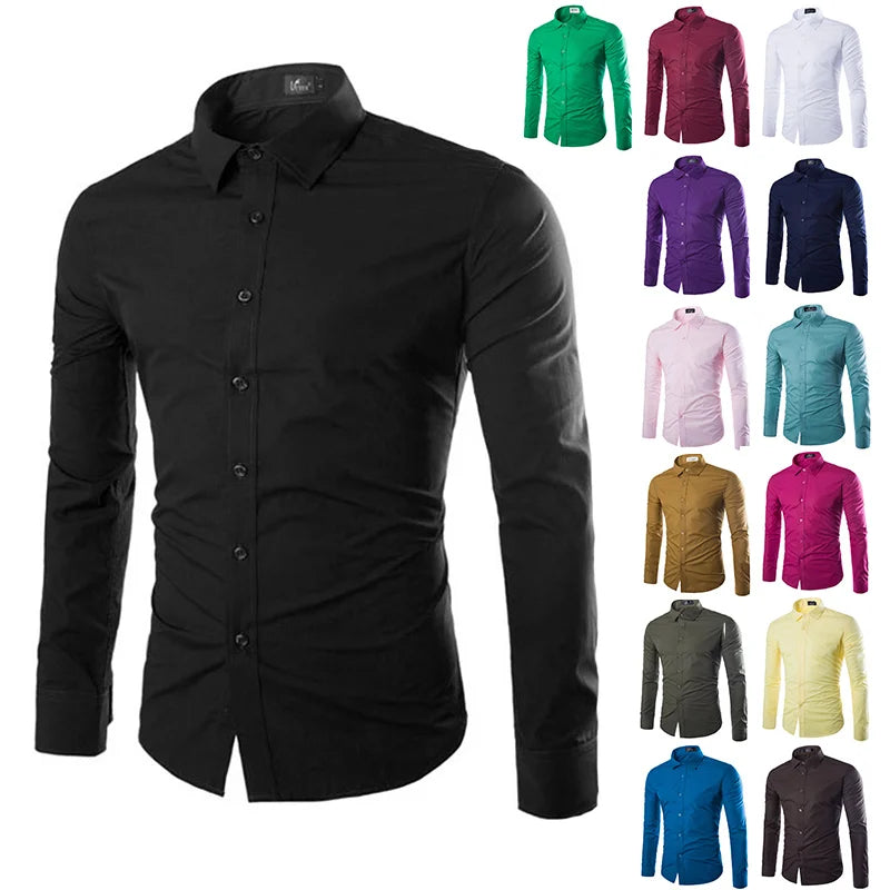 Men's Candy Color Long Sleeve Shirt