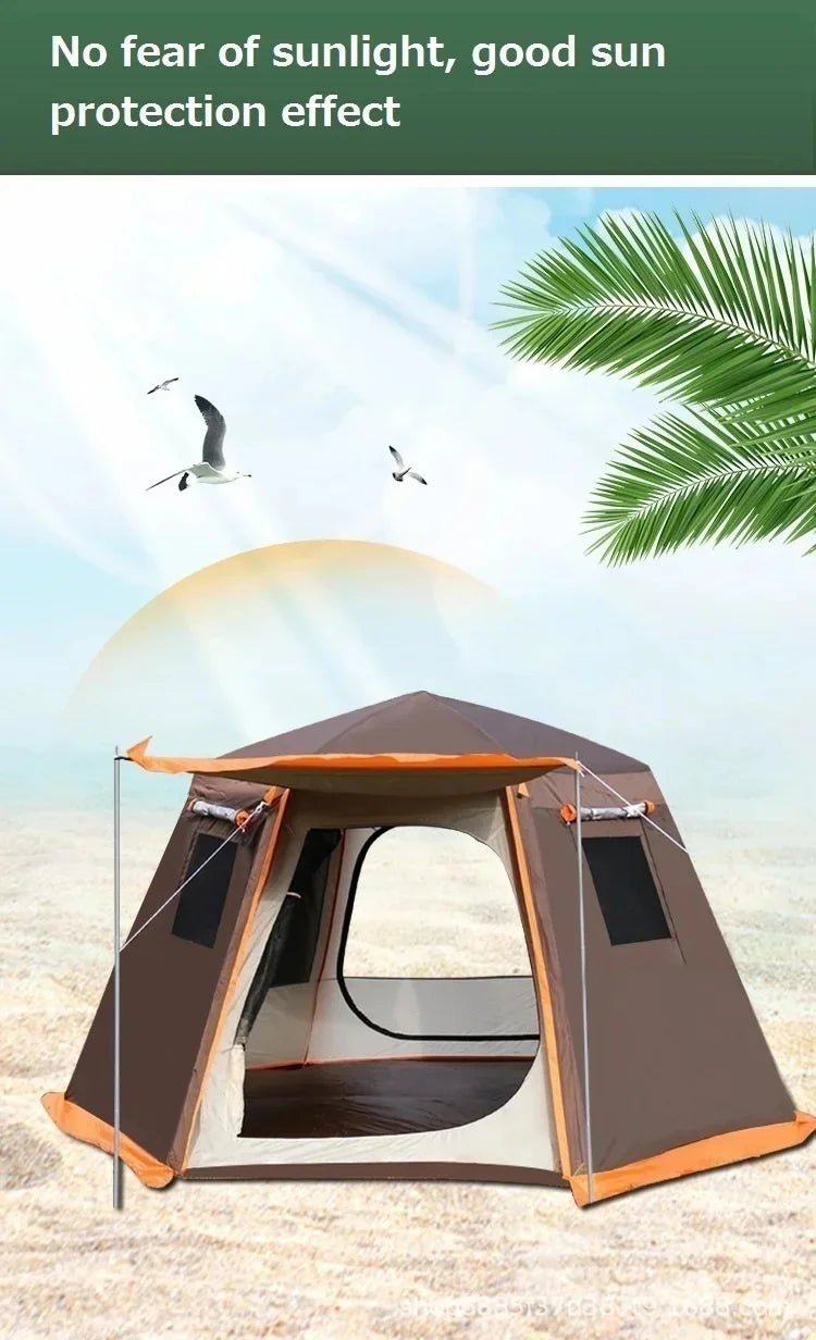 Outdoor Camping Tent, Waterproof, Anti-UV, Fits 8+, Easy Instant Setup, Portable