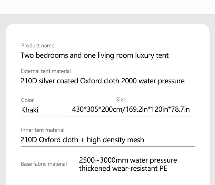 Four Season Camping Tent Fits 8+ Person, Waterproof, Windproof, Double Layer Breathable Material, Can Confirm into 2 Rooms
