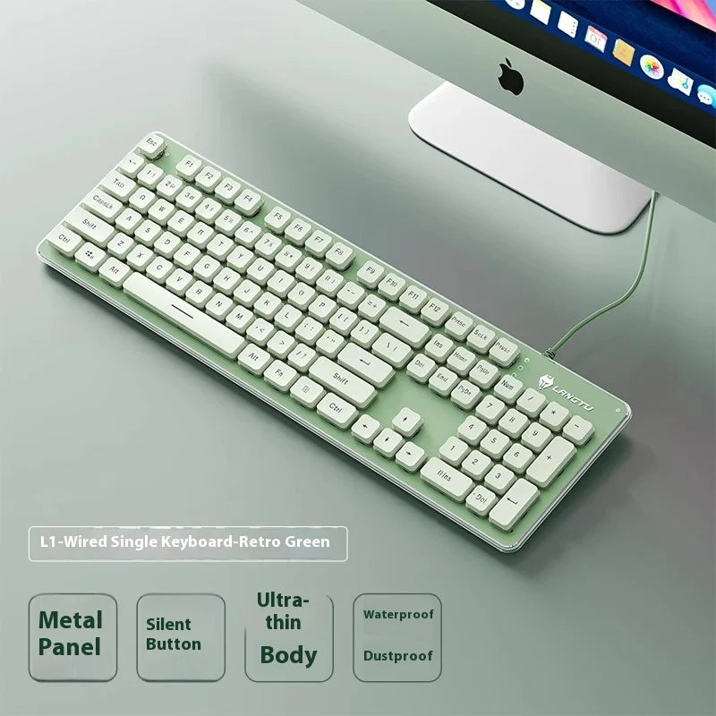 LANGTU L1 Wired Film Light Emitting Suspended 104-Key Silent USB Gaming Office Keyboard