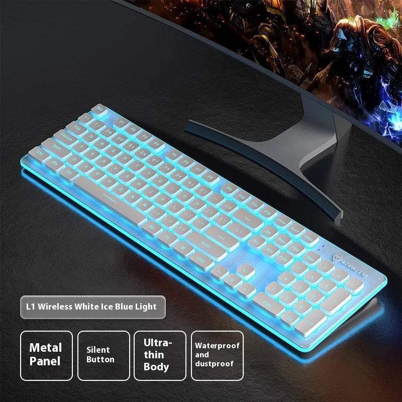 LANGTU L1 Wired Film Light Emitting Suspended 104-Key Silent USB Gaming Office Keyboard