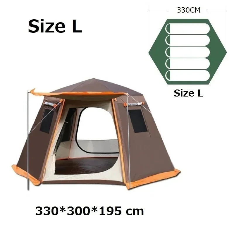 Outdoor Camping Tent, Waterproof, Anti-UV, Fits 8+, Easy Instant Setup, Portable