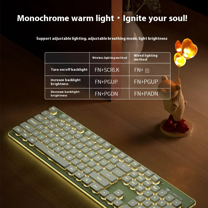 LANGTU L1 Wired Film Light Emitting Suspended 104-Key Silent USB Gaming Office Keyboard