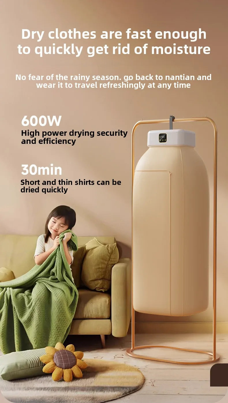 High End Portable Mini Laundry Dryer Machine:  360° Hot Air Circulating Capacity, Many Fail Safe Functions