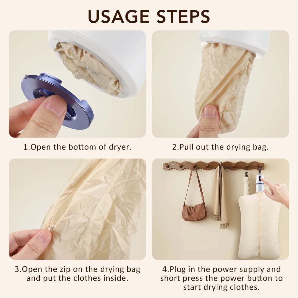 Fast-Drying Portable Mini Machine: Use For Drying Laundry At Home OR Travel
