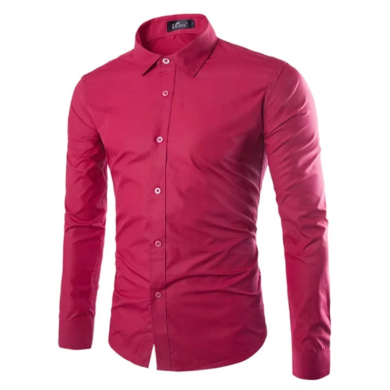 Men's Candy Color Long Sleeve Shirt