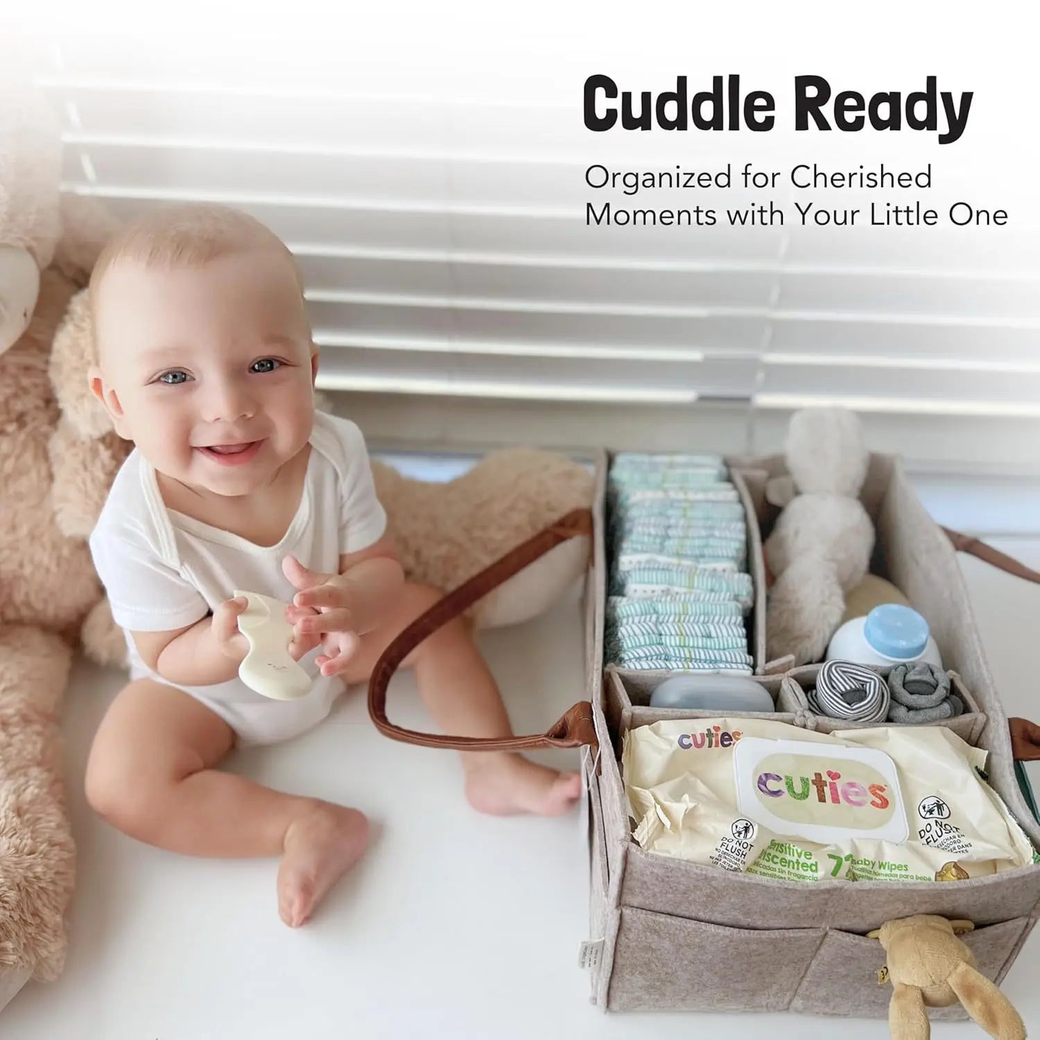 Infant Diaper Organizer and Storage Bag with Handle and Large Pockets
