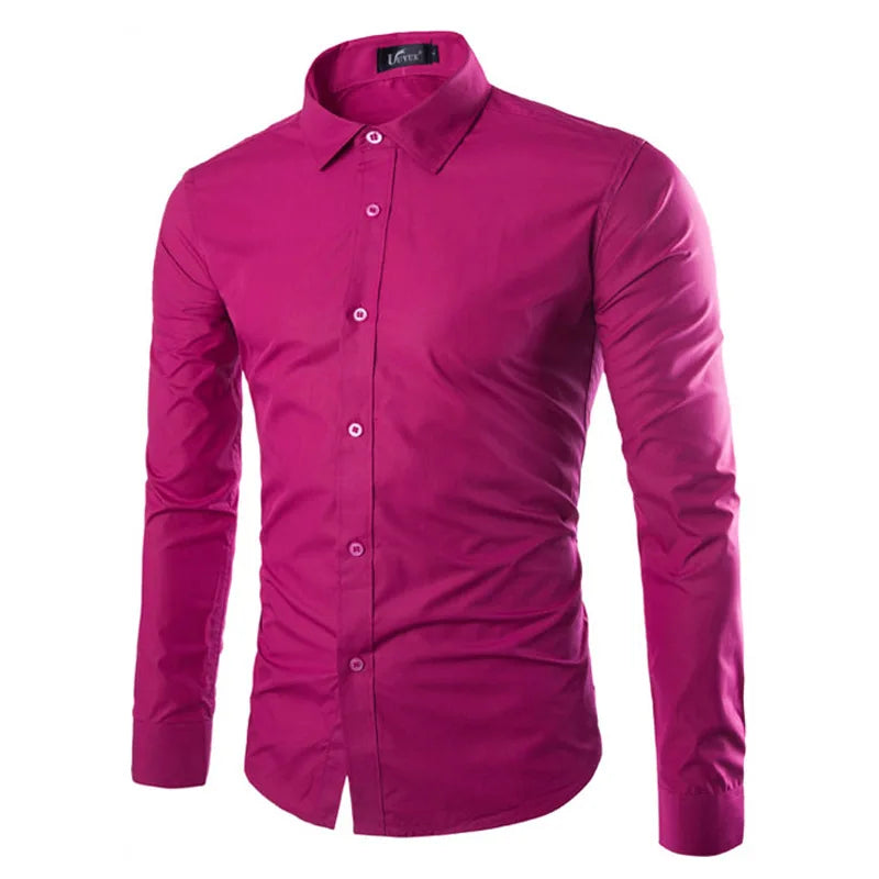 Men's Candy Color Long Sleeve Shirt