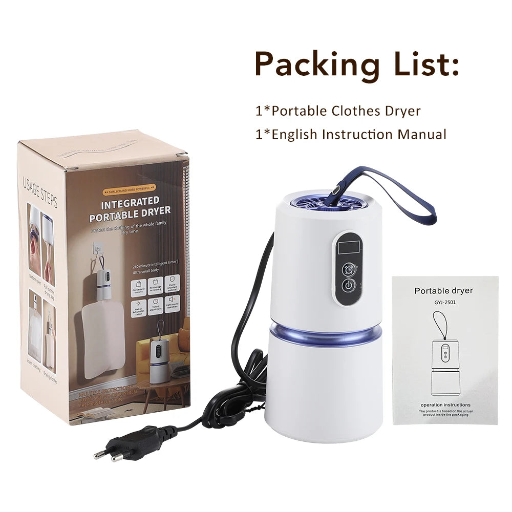 Fast-Drying Portable Mini Machine: Use For Drying Laundry At Home OR Travel