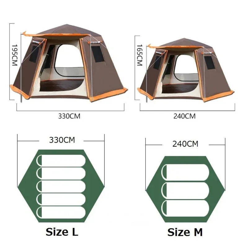 Outdoor Camping Tent, Waterproof, Anti-UV, Fits 8+, Easy Instant Setup, Portable