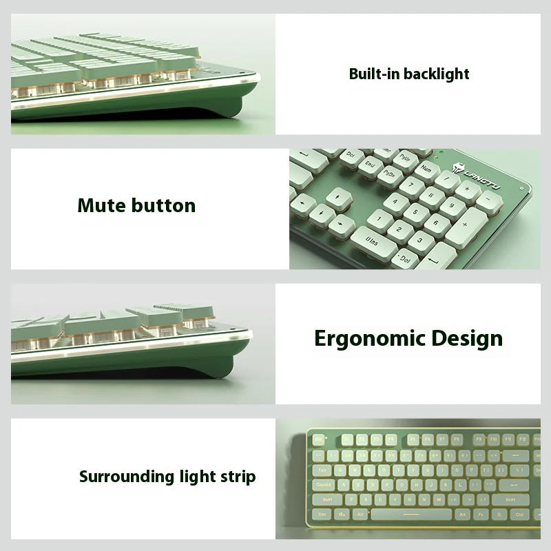 LANGTU L1 Wired Film Light Emitting Suspended 104-Key Silent USB Gaming Office Keyboard