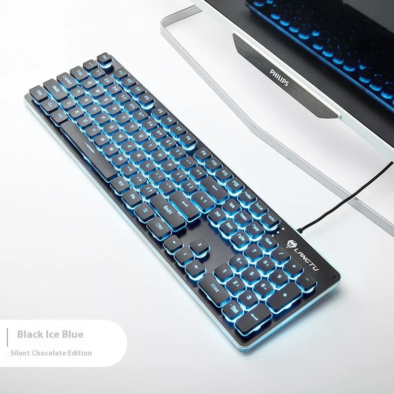 LANGTU L1 Wired Film Light Emitting Suspended 104-Key Silent USB Gaming Office Keyboard
