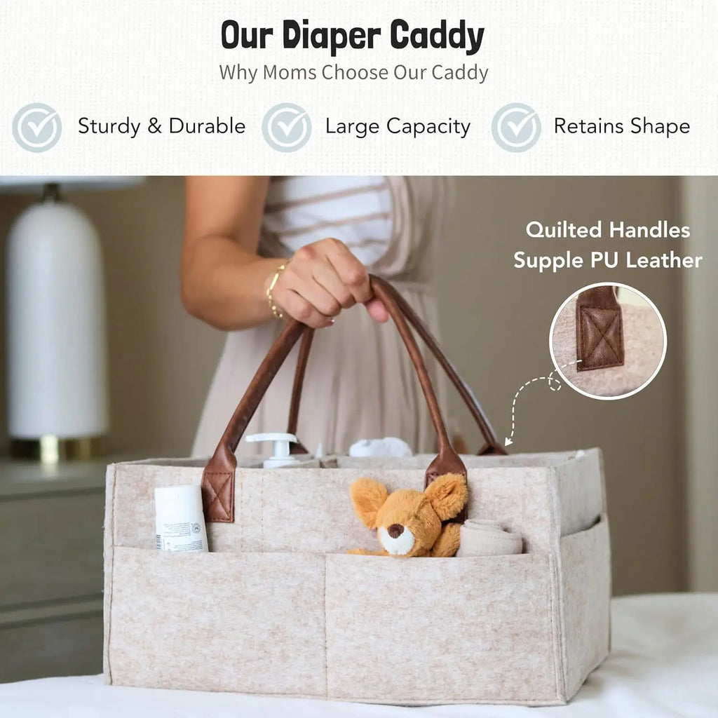 Infant Diaper Organizer and Storage Bag with Handle and Large Pockets