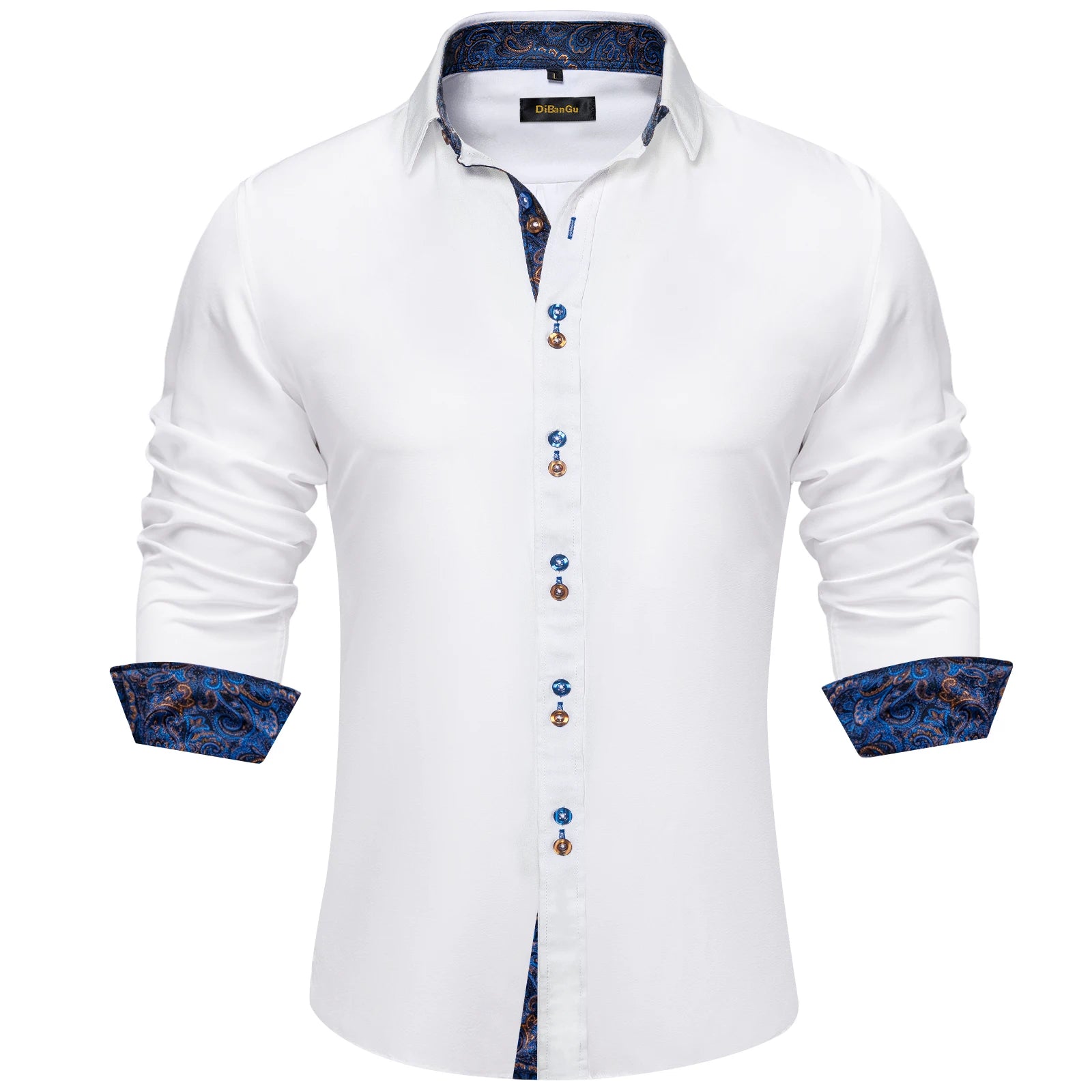 DiBanGu Paisley Contrast Dress Shirt