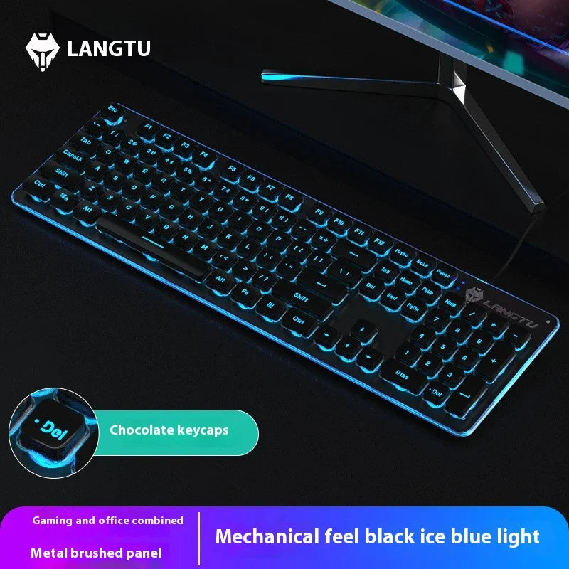 LANGTU L1 Wired Film Light Emitting Suspended 104-Key Silent USB Gaming Office Keyboard